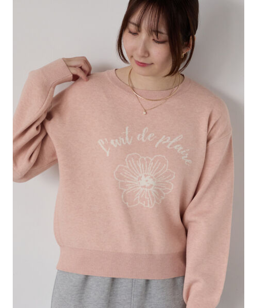 フラワーモチーフロゴニット