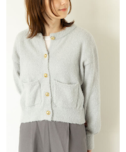 ブークレ金釦クルーネックカーディガン