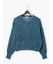 ブークレ金釦クルーネックカーディガン