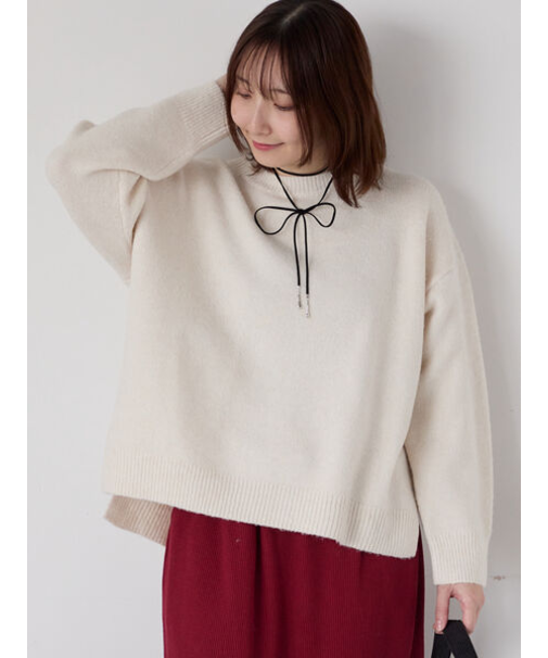 もちもちメランジクルーネックニット