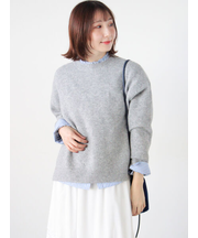 もちもちメランジクルーネックニット