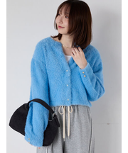 金釦フェザーニットカーディガン