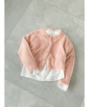 金釦フェザーニットカーディガン