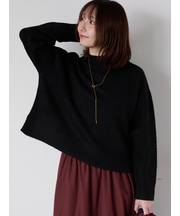 もちもちメランジボトルネックニット