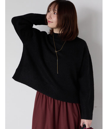 もちもちメランジボトルネックニット