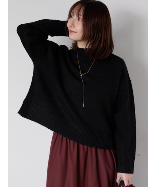 もちもちメランジボトルネックニット