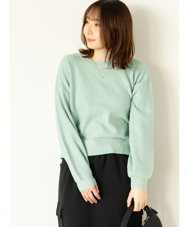 もちもちミラノリブクロップドクルーネックニット