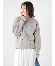 ドットジャカードハイネックニット