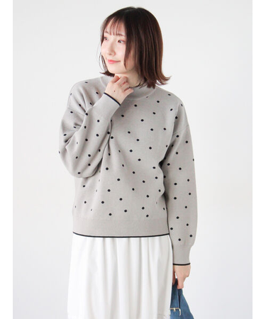 ドットジャカードハイネックニット