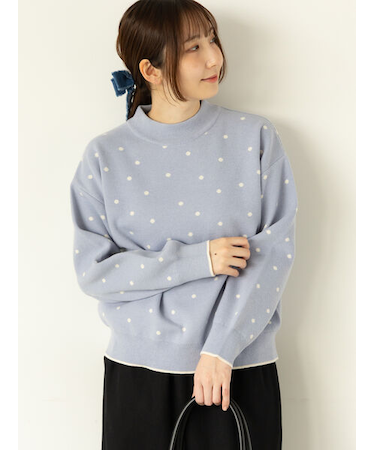 ドットジャカードハイネックニット