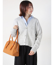 起毛ジャカードVネックショートカーディガン