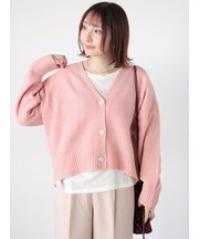 起毛ジャカードVネックショートカーディガン