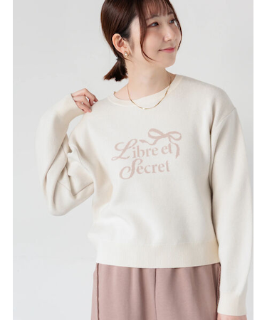 リボンモチーフロゴニットプルオーバー