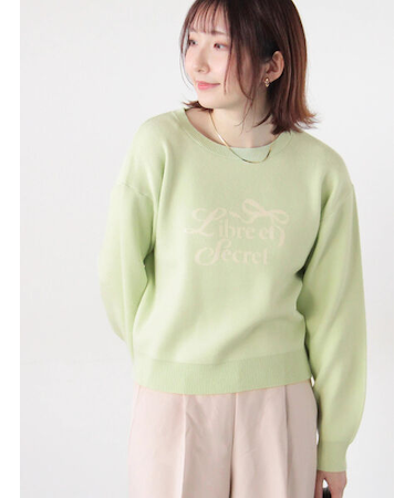 リボンモチーフロゴニットプルオーバー