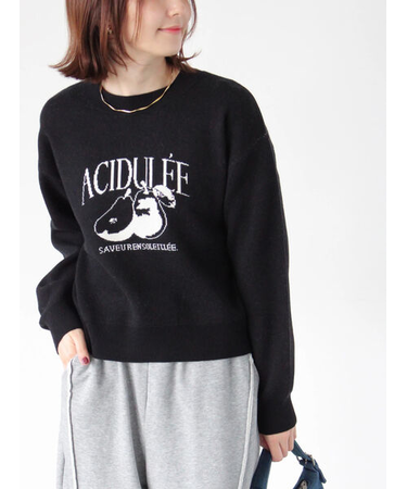 フルーツモチーフロゴニットプルオーバー