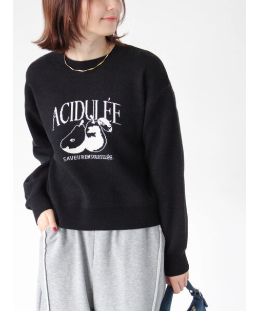 フルーツモチーフロゴニットプルオーバー