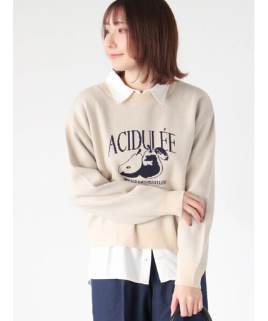 フルーツモチーフロゴニットプルオーバー