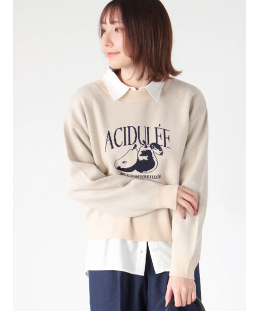 フルーツモチーフロゴニットプルオーバー