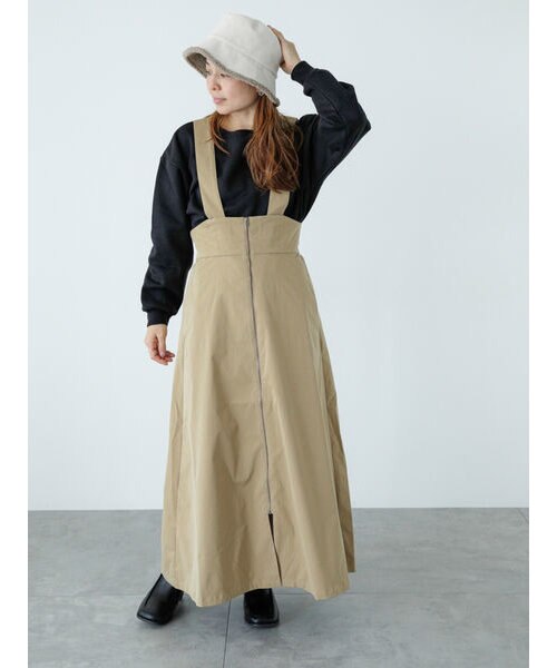 cynge サスペンダー付スカート フロントジップサスペンダースカート | allureville (Women