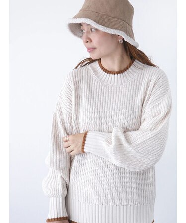 畦編み配色ニット