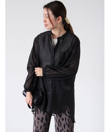 バンドカラーシアーシャツ