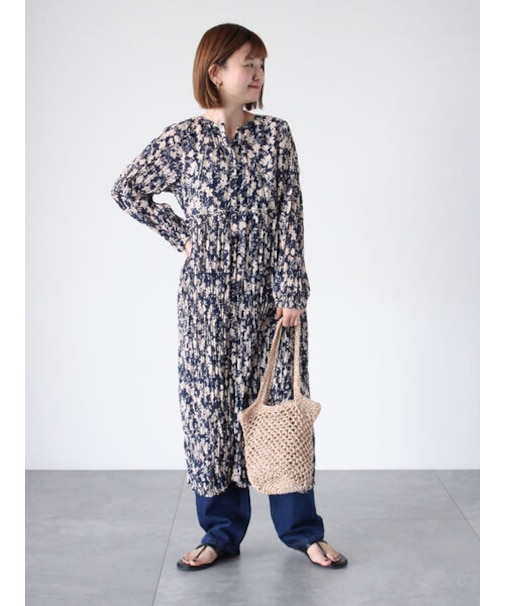 ボタニカル柄シワ加工ワンピース《2025spring catalog item》