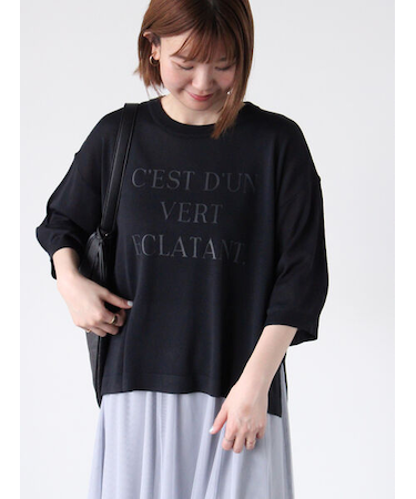 麻タッチロゴアソートシアーニット