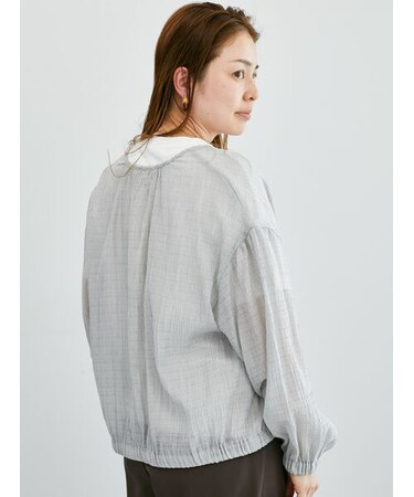 ノーカラーカットブルゾン