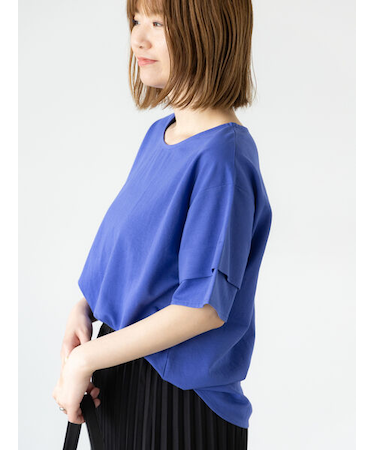 プレーティング袖タックTシャツ