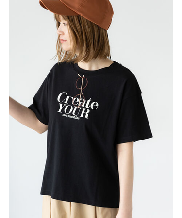 メガネ刺繍プリントTシャツ