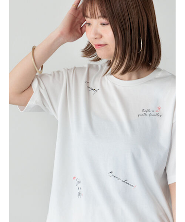 【接触冷感】ランダムロゴプリントTシャツ
