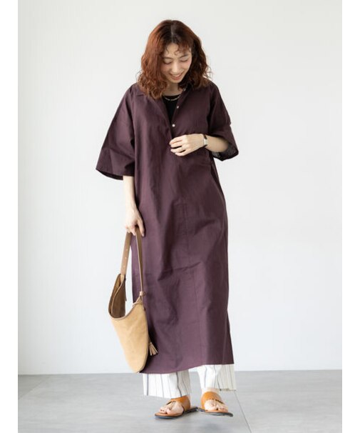 綿麻シャツワンピース