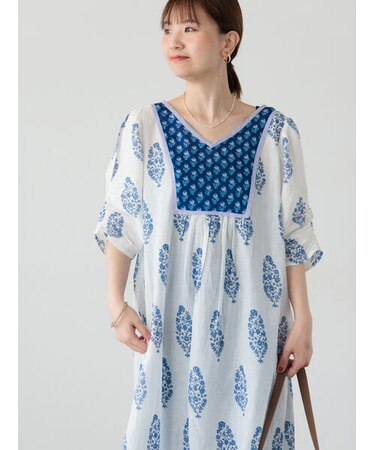 【INDIA made】花柄プリントワンピース