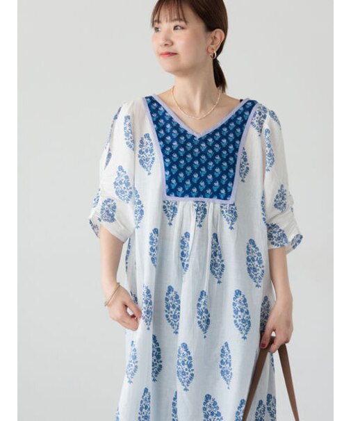 【INDIA made】花柄プリントワンピース