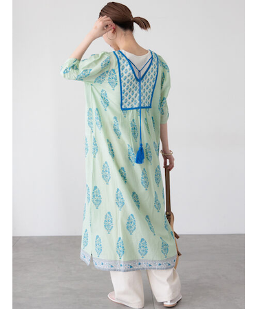 【INDIA made】花柄プリントワンピース