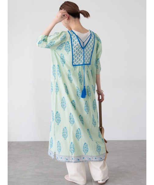 【INDIA made】花柄プリントワンピース