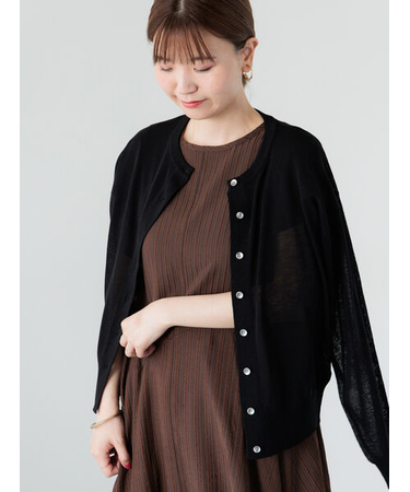 【接触冷感】クルーネックカーディガン