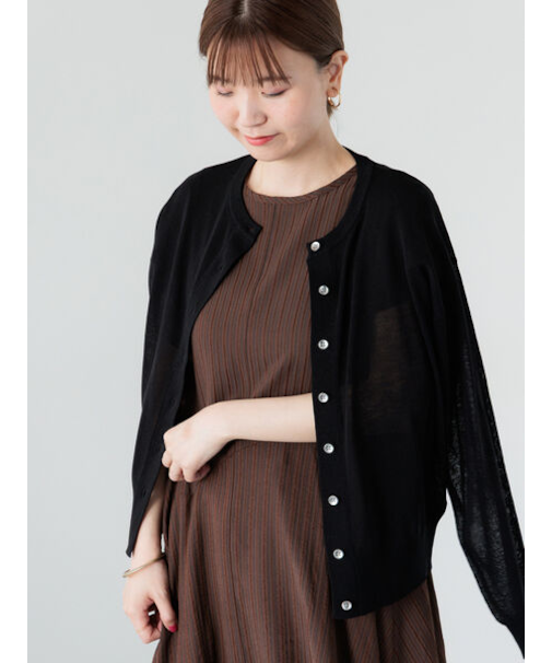 【接触冷感】クルーネックカーディガン