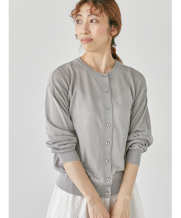 【接触冷感】クルーネックカーディガン