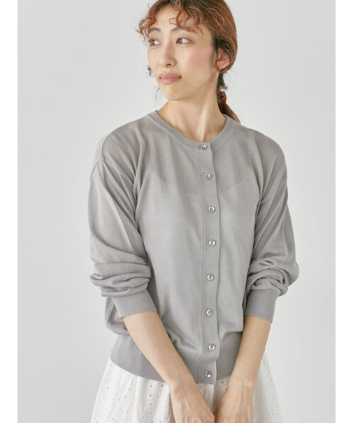 【接触冷感】クルーネックカーディガン