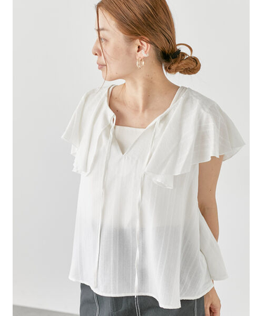 カラミストライプブラウス