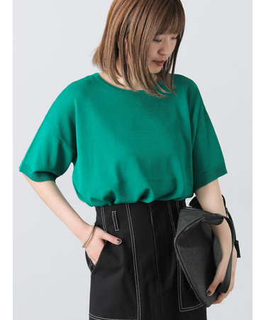 【接触冷感】無地/ボーダー半袖ニット