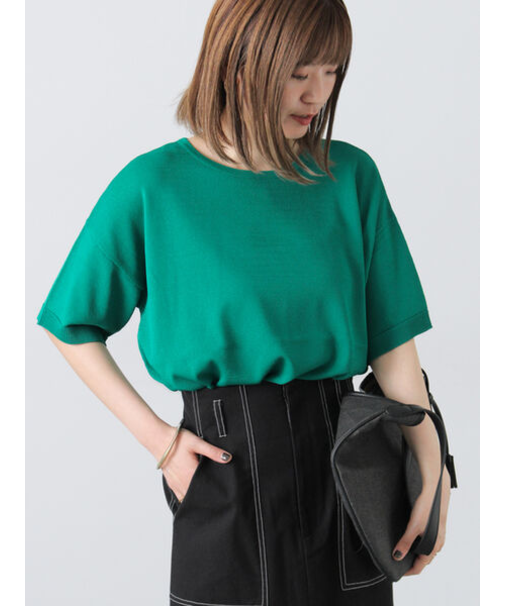 【接触冷感】無地/ボーダー半袖ニット