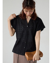シフリー刺繍前開きブラウス