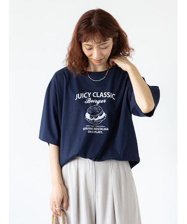 ハンバーガーモチーフプリントTシャツ