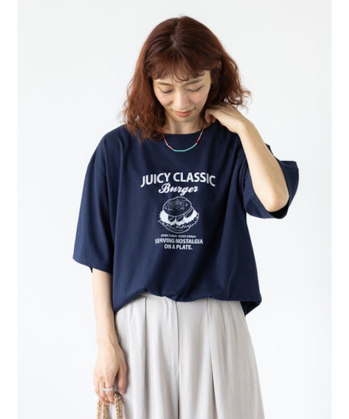 ハンバーガーモチーフプリントTシャツ