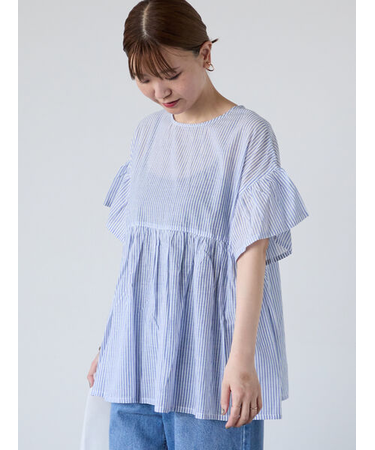 無地/柄アソート前後2WAYフリルブラウス