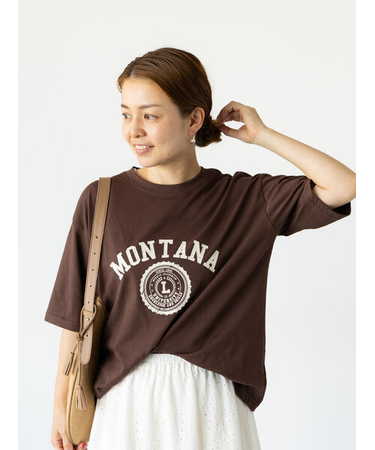 【接触冷感】カレッジ風プリントBIGTシャツ