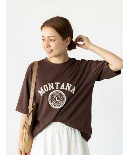 【接触冷感】カレッジ風プリントBIGTシャツ