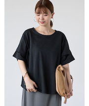 プレーティング袖タックTシャツ